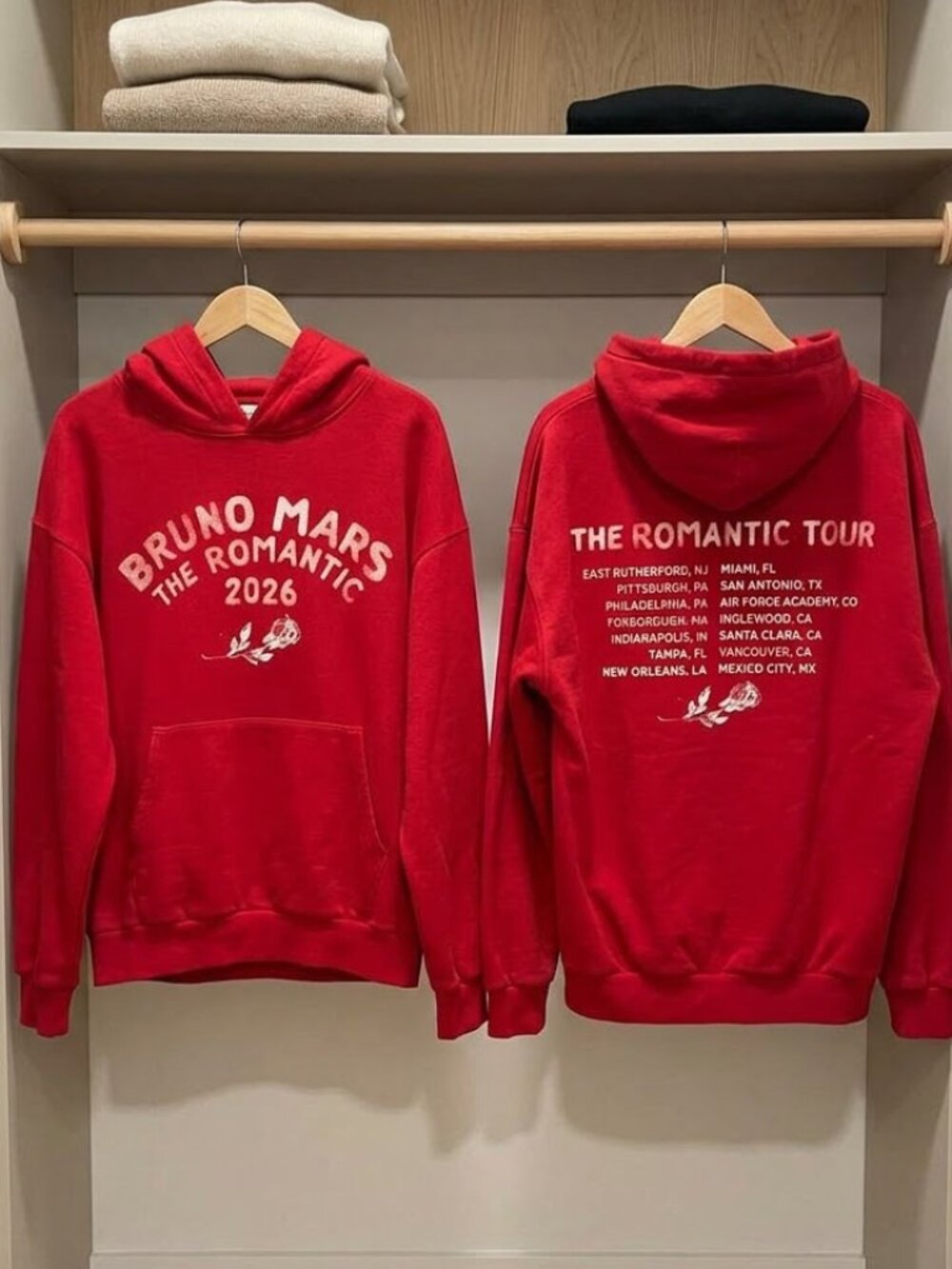 Bruno Mars Hoodie The Romantic Tour 2026 Concert Merch Hoodie Reprint